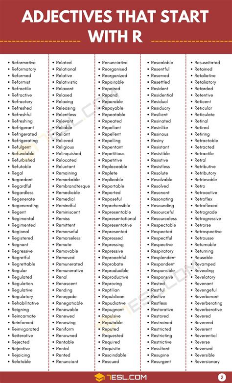 Adjectives that Start with R (737 R Adjectives in English) • 7ESL ...