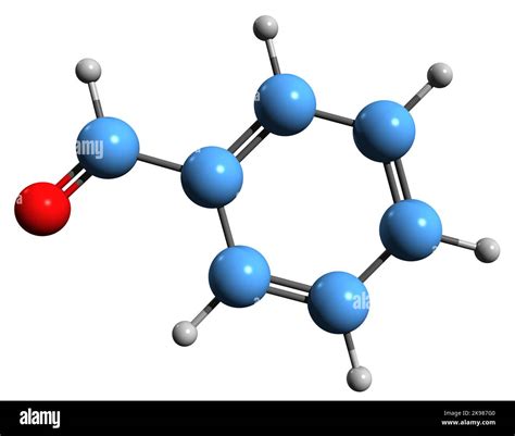 3D image of Benzaldehyde skeletal formula - molecular chemical ...