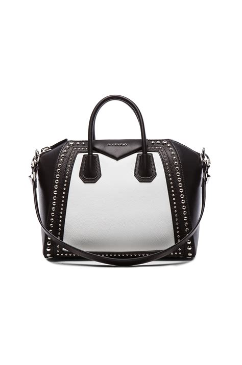 Givenchy Medium Canvas and Waxy Leather Antigona in Black & White | FWRD