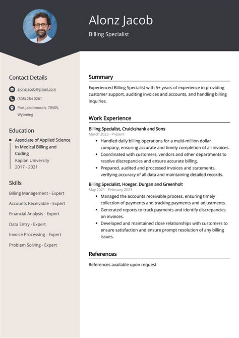 Billing Specialist Resume Example (Free Guide)