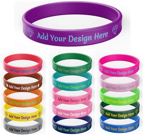 Amazon.com: 10-3000 Ct Colorful Custom Rubber Bracelets Personalized ...