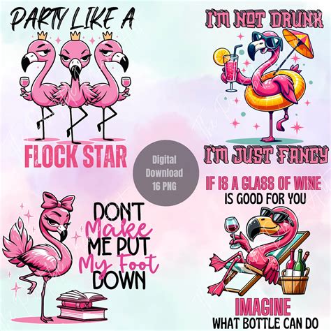 Funny Flamingo 16 PNG Bundle, Flamingo Quotes Tshirt, Funny Flamingo PNG, Flaming Tshirt Design ...