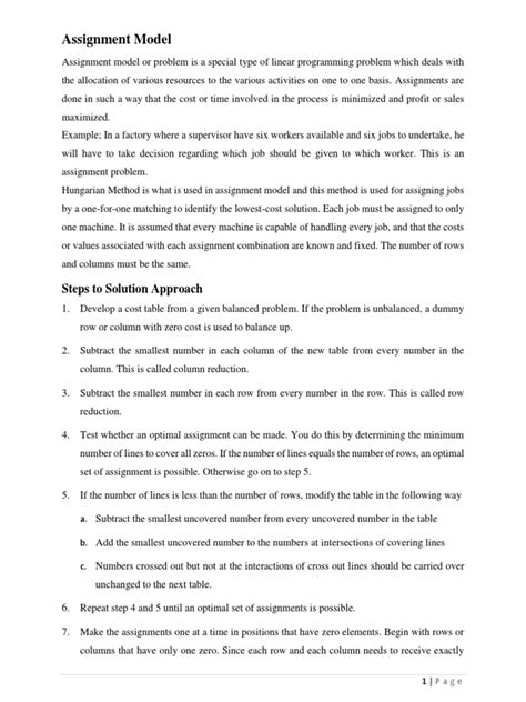 Image result for Assignment Model in Decision Science Example