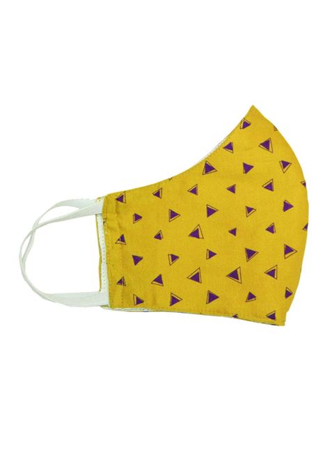Get Mustard & Violet Triangles Silk Mask at ₹ 400 | LBB Shop