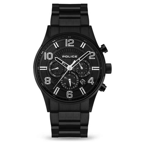 Police Black Dial Black Strap Multifunction Watch for Men