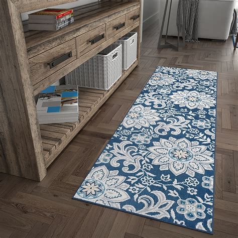 Tayse Madison 2 X 8 (ft) Blue Indoor Runner Rug MDN3907 2X8 at Lowes.com