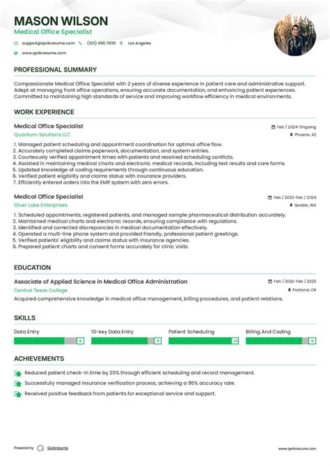 10+ Medical Office Specialist Resume Samples & Templates for 2025