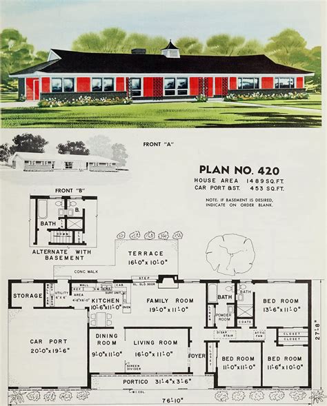 1950s Ranch Style Home Layout Ranch House Plans & Floor Plans