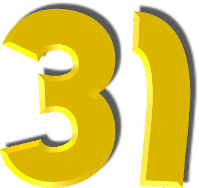 Number 31 Clipart PNG Images, 3d Golden Numbers 31 With Swoosh On ...