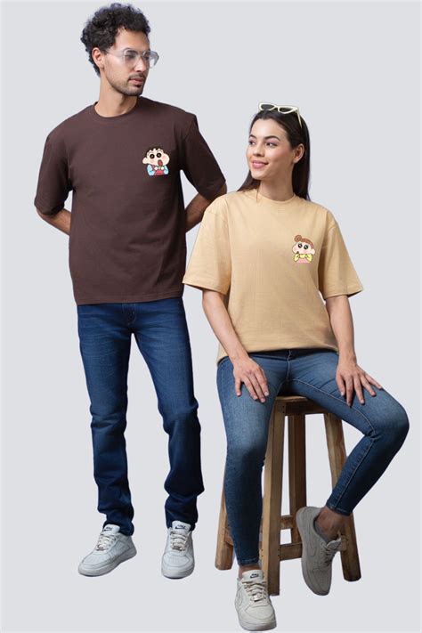 Shinchan & Himawari Oversized Couple T-Shirts (Pack of 2) – Lazy Lush