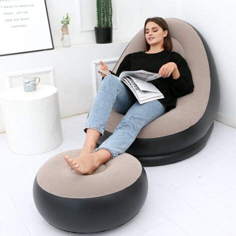 Sofá inflable y reposapiés para exteriores - Plegable (Marrón)