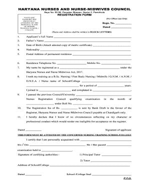 Fillable Online HARYANA NURSES REGISTRATION COUNCIL Fax Email Print ...