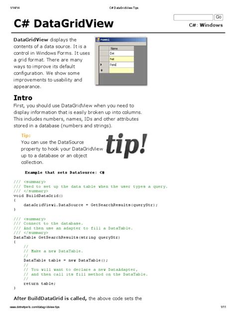 Image result for DataGridView Control C