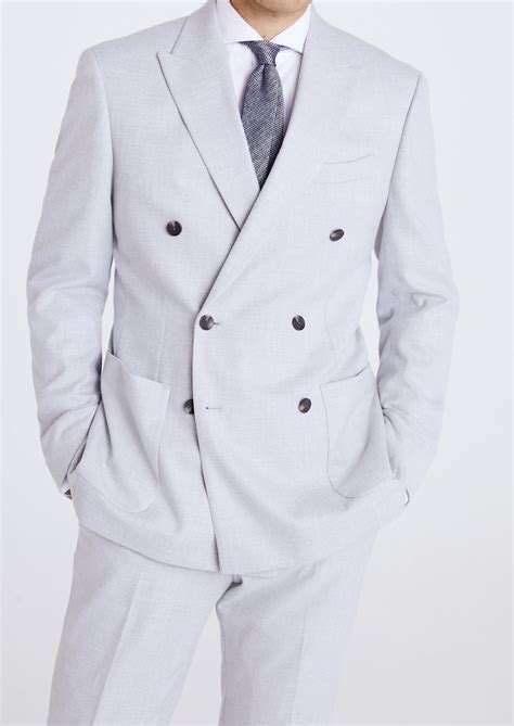 Tailored Fit Light Grey Double Breasted Suit – Tumuh