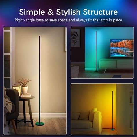 Smart Corner Lamp, RGB Color Changing Floor Lamp With Remote, Music Sy ...