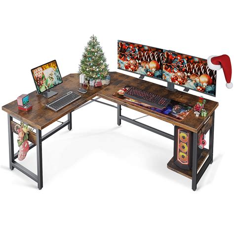 Coleshome 59" L Shaped Gaming Desk, Corner Computer Desk, Sturdy Home Office Computer Table ...