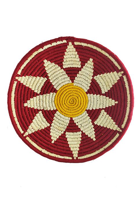 Whe 16' Natural, Yellow And Maroon Handmade Wall Decor Of Sabai Grass ...