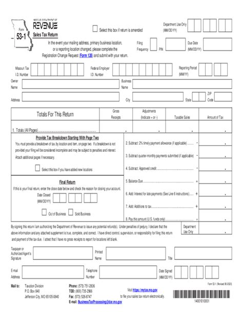 2020 MO DoR Form 53-1 Fill Online, Printable, Fillable, Blank - pdfFiller