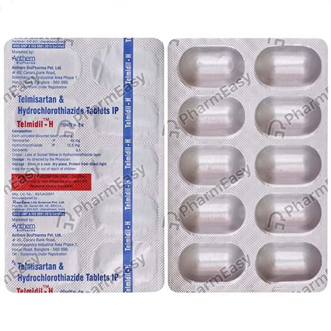 Telmidil H Strip Of 10 Tablets: Uses, Side Effects, Price & Dosage ...
