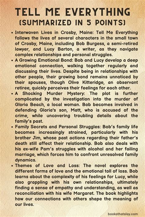 Tell Me Everything Summary, Characters and Themes | Elizabeth Strout