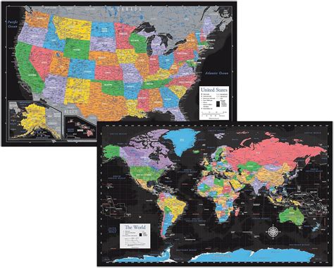 2 Pack - Laminated World Map & US Map Poster Set - Nepal | Ubuy
