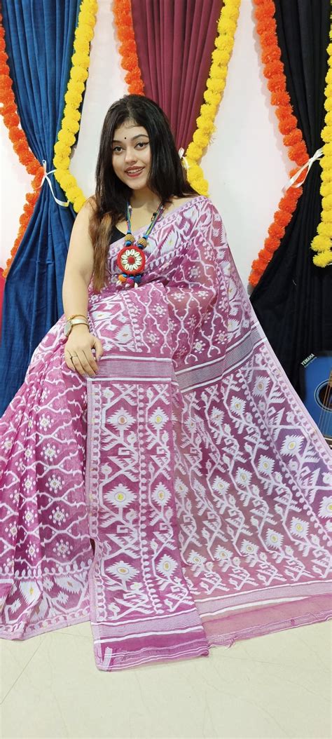 Woven Soft Dhakai Jamdani Saree Cotton Silk – Rebistore
