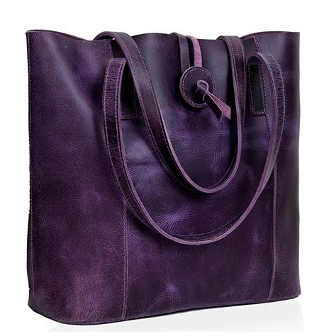 Purple Denver Leather Tote Bags | The Leather Farm