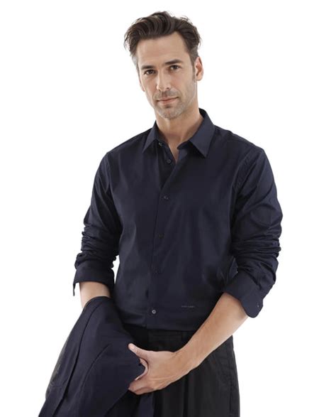 Rare Rabbit Men's Neutron-Uni Navy Cotton Plain Regular Fit Full Sleev