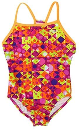 Buy Speedo Girls Thin Strap One Piece Swimsuit Diamond Dot Size 7 Pink ...