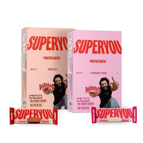 SuperYou Chocolate Protein Wafer Bars (Pack of 10) & Strawberry (Pack ...