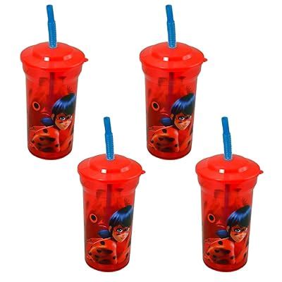 Buy 4-Pack Miraculous Ladybug 16oz Sports Tumbler Cups with Lids ...
