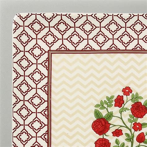Buy INDIA CIRCUS Chevron Poppy Flower Printed Multicolour Porcelain ...