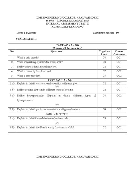 Deep learning iat2 - It u - DMI ENGINEERING COLLEGE, ARALVAIMOZHI B ...