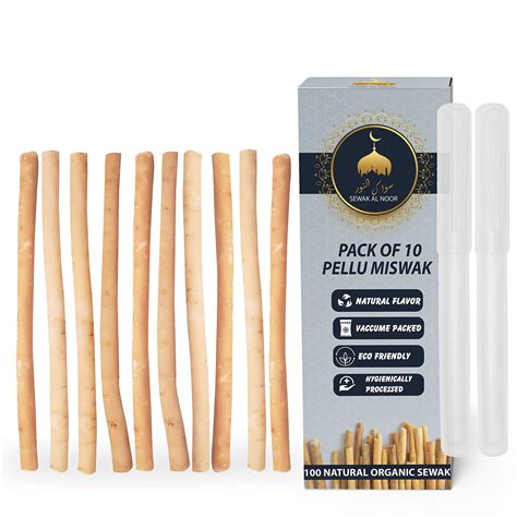 Amazon.com : Sewak Al Noor Pack of 10 Miswak Sticks for Teeth with ...