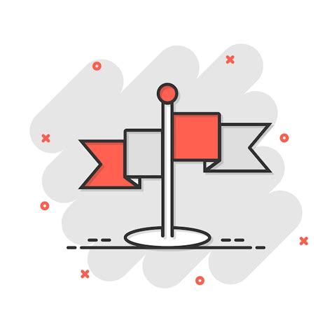 Flaggensymbol im Comic-Stil Pin-Cartoon-Vektorillustration auf weißem ...