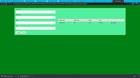 Crud JavaScript 的图像结果
