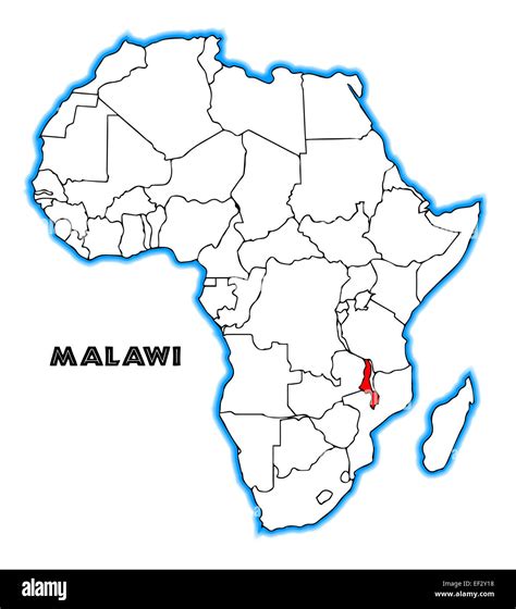 Malawi outline inset into a map of Africa over a white background Stock Photo - Alamy