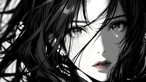 Ethereal Monochrome Beauty of Anime Art - backiee