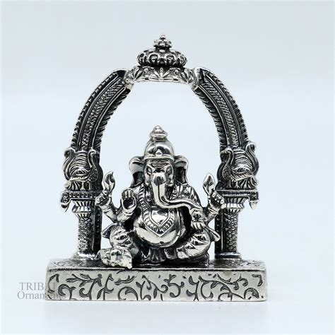 925 Sterling silver Lord Ganesh Idol, Pooja Articles, Silver Idols ...