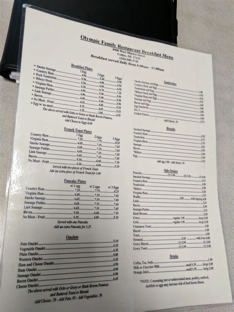 Menu at Olympic Family Restaurant- COLFAX, Colfax, W Market St