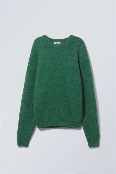 regular knitted wool-blend sweater - Dark Green | Weekday GB