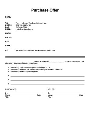 Fillable Online N690AH Purchase Offer - Van Bortel Aircraft Fax Email ...