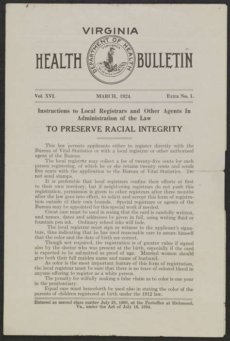 Racial Integrity Laws (1924–1930) - Encyclopedia Virginia