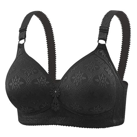Bras for Women Plus Size Embroidery Lace Full Coverage Wireless Push Up ...