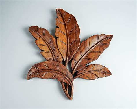 kveer SS Art Solid Wood Leaves Wall Art | Wood Carving | Room Decor ...