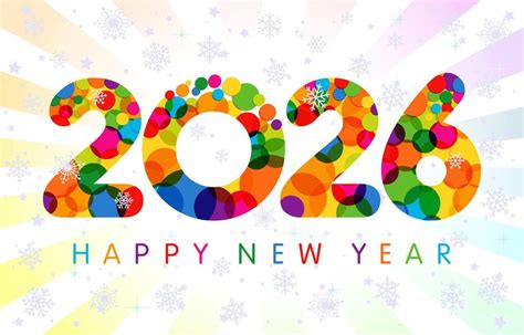 Happy New Year 2026 greeting card design. Cute festive background ...
