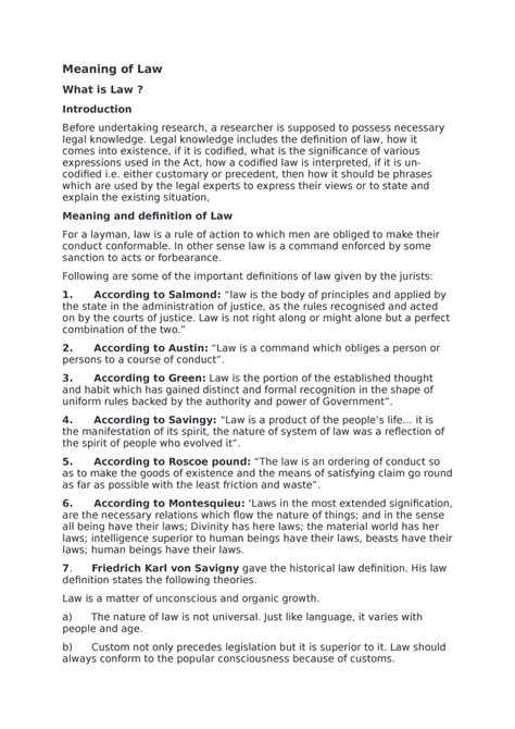 Legal methods - Meaning of Law What is Law? Introduction Before ...