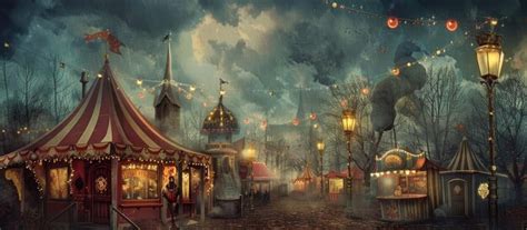 A mystical carnival under a foggy sky | Premium AI-generated image
