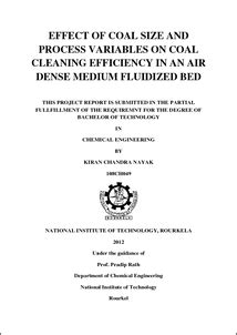 Effect of coal size and process variables on coal cleaning efficiency ...