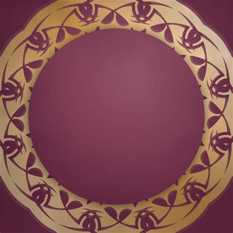 Greeting brochure in burgundy color with luxurious gold ornaments for ...